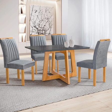 Conj Mesa Dubai c 04 Cadeiras 100% MDF